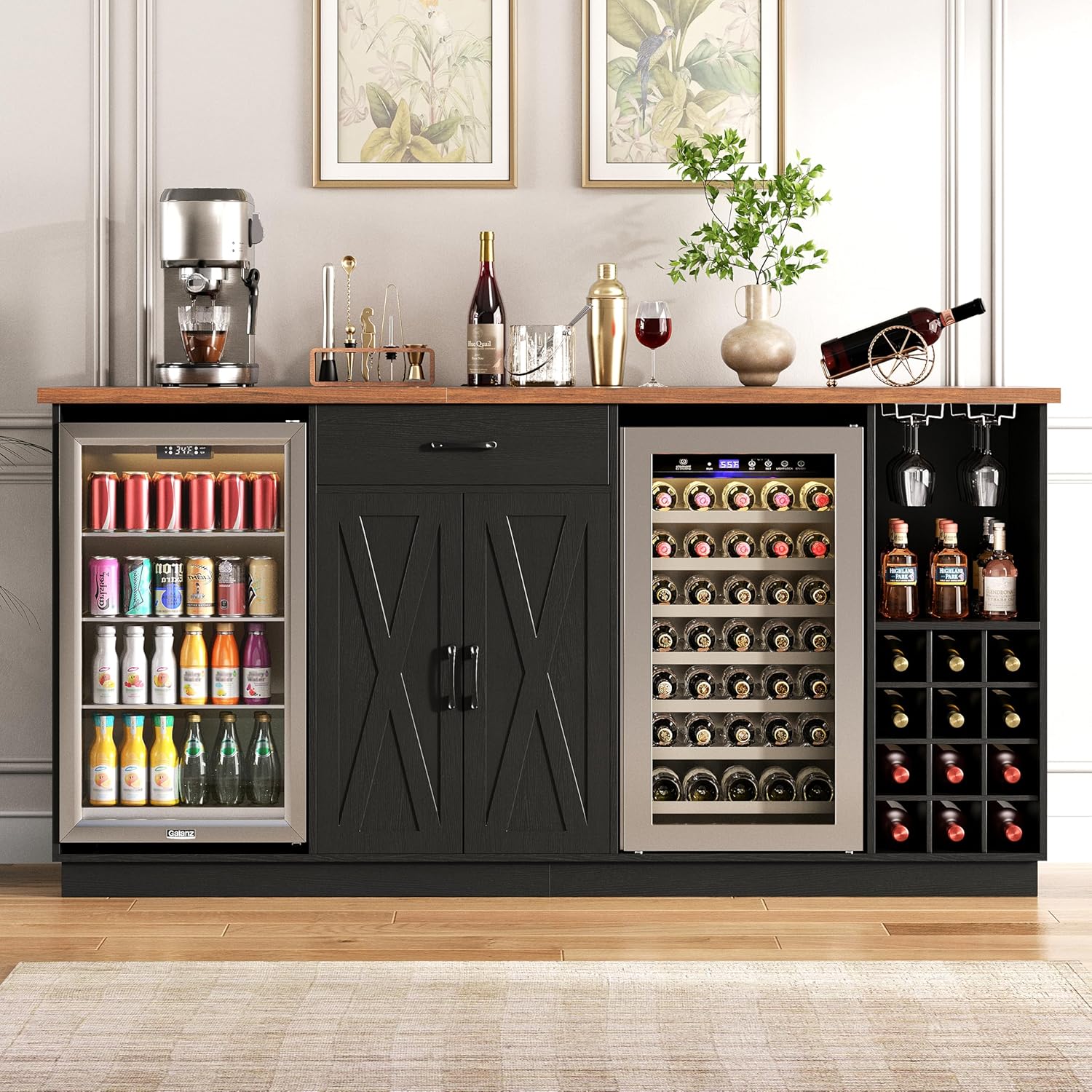 Wine Beer Refrigerator - 78,74 inch grote koffiebar-kast met koelkastruimte,